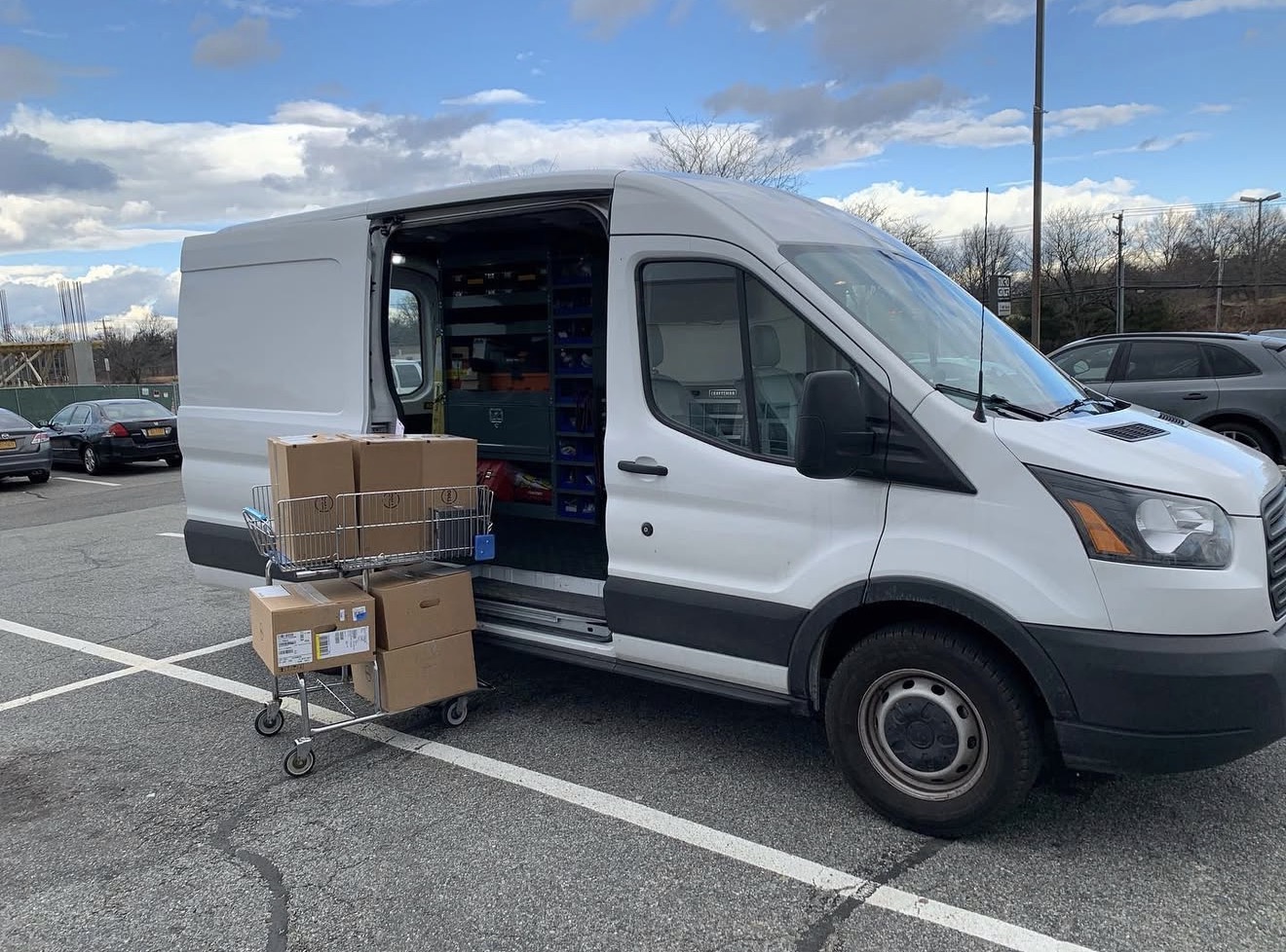 Mobile service van loaded for a job